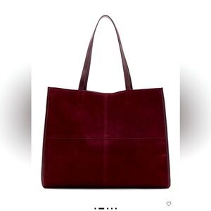 Elegant Mango Burgundy Suede Tote Bag Brand New